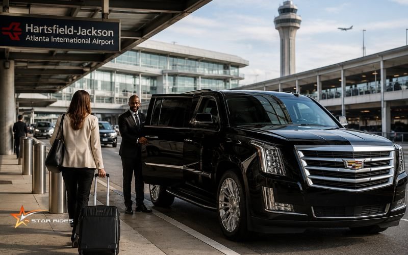 Black car service pickup at Hartsfield-Jackson Atlanta International Airport